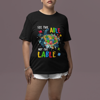 Autism Awareness T Shirt See The Able Not The Label Puzzle Sea Turtle - Wonder Print Shop