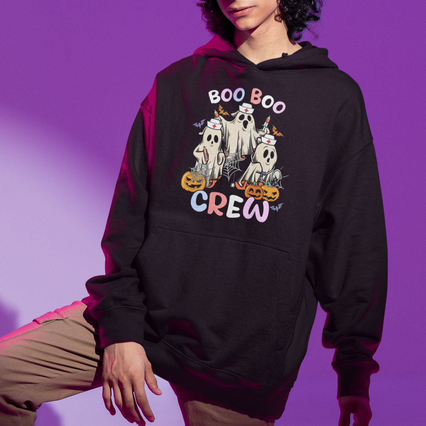 Halloween Nurse Hoodie Boo Boo Crew Ghost Halloween Costume Funny Nursing - Wonder Print Shop