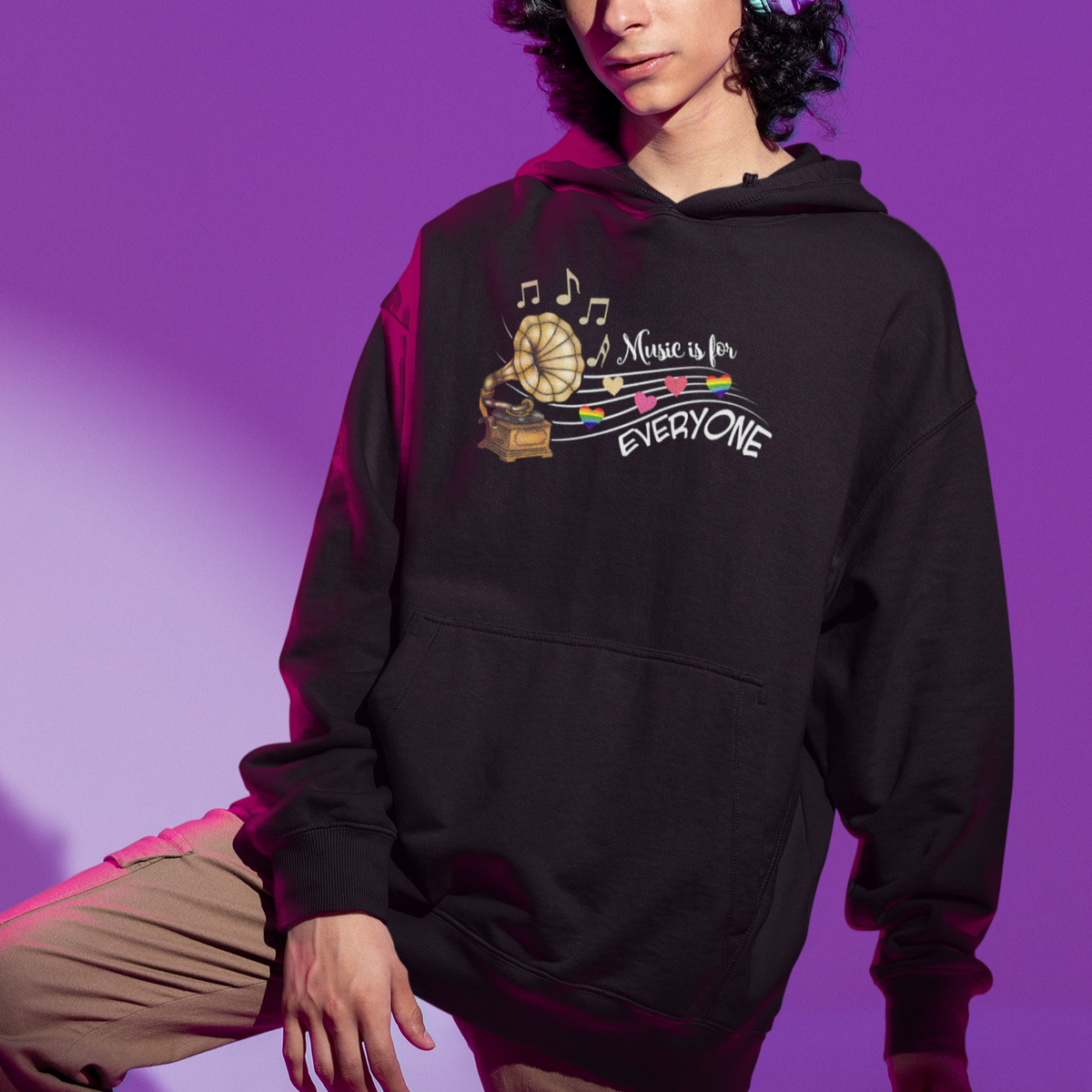 Music Lover Teacher Hoodie Music Is For Everyone - Wonder Print Shop