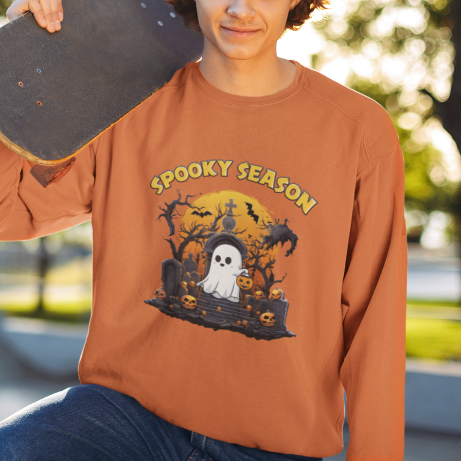 Halloween Sweatshirt Spooky Season Ghost Boo Scary Night Halloween Costume - Wonder Print Shop