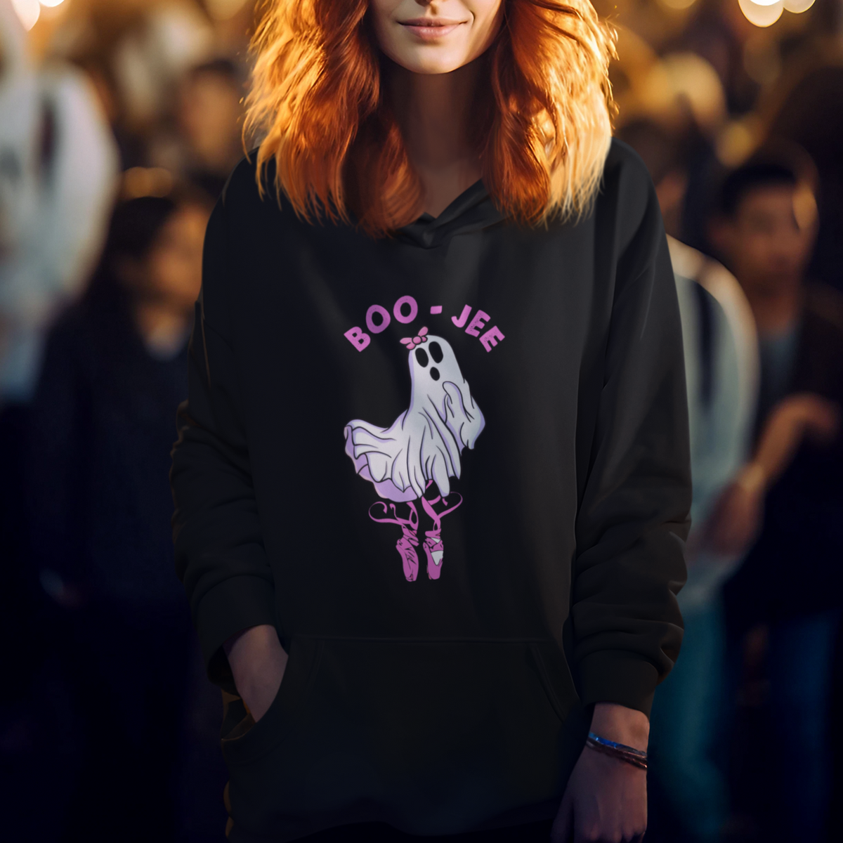 Halloween Hoodie Boo-Jee Ballerina Spooky Season Cute Ghost - Wonder Print Shop
