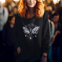 Moth Hoodie Geometric Moon Phases Moth Death's Head Hawkmoth Occult Nature Mandala Mystic Night Peaceful Meditation Shirt for Women, Moth T-shirt, Spirituality Shirt - Wonder Print Shop