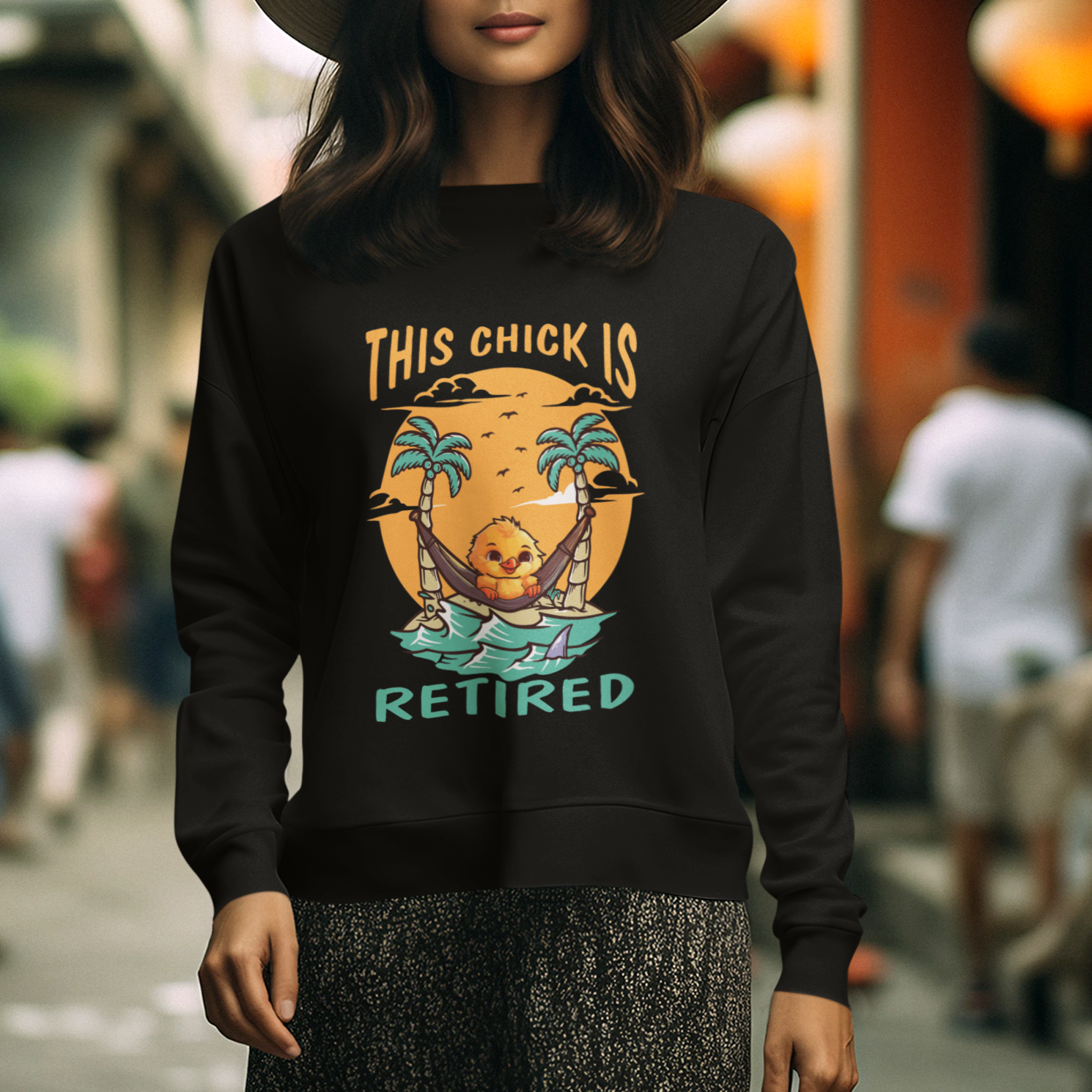 Retirement Sweatshirt This Chick Is Retired Women Relax At The Beach - Wonder Print Shop