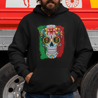 Sugar Skull Mexican Flag Hoodie Viva Mexico Hispanic Heritage Month - Wonder Print Shop