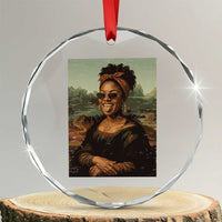 Modern Black Mona Lisa Headwrap Sunglasses Parody Crystal Glass Ornament Trendy Urban Fine Art Portrait Graphic