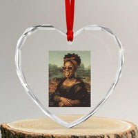 Modern Black Mona Lisa Headwrap Sunglasses Parody Heart Crystal Glass Ornament Trendy Urban Fine Art Portrait Graphic