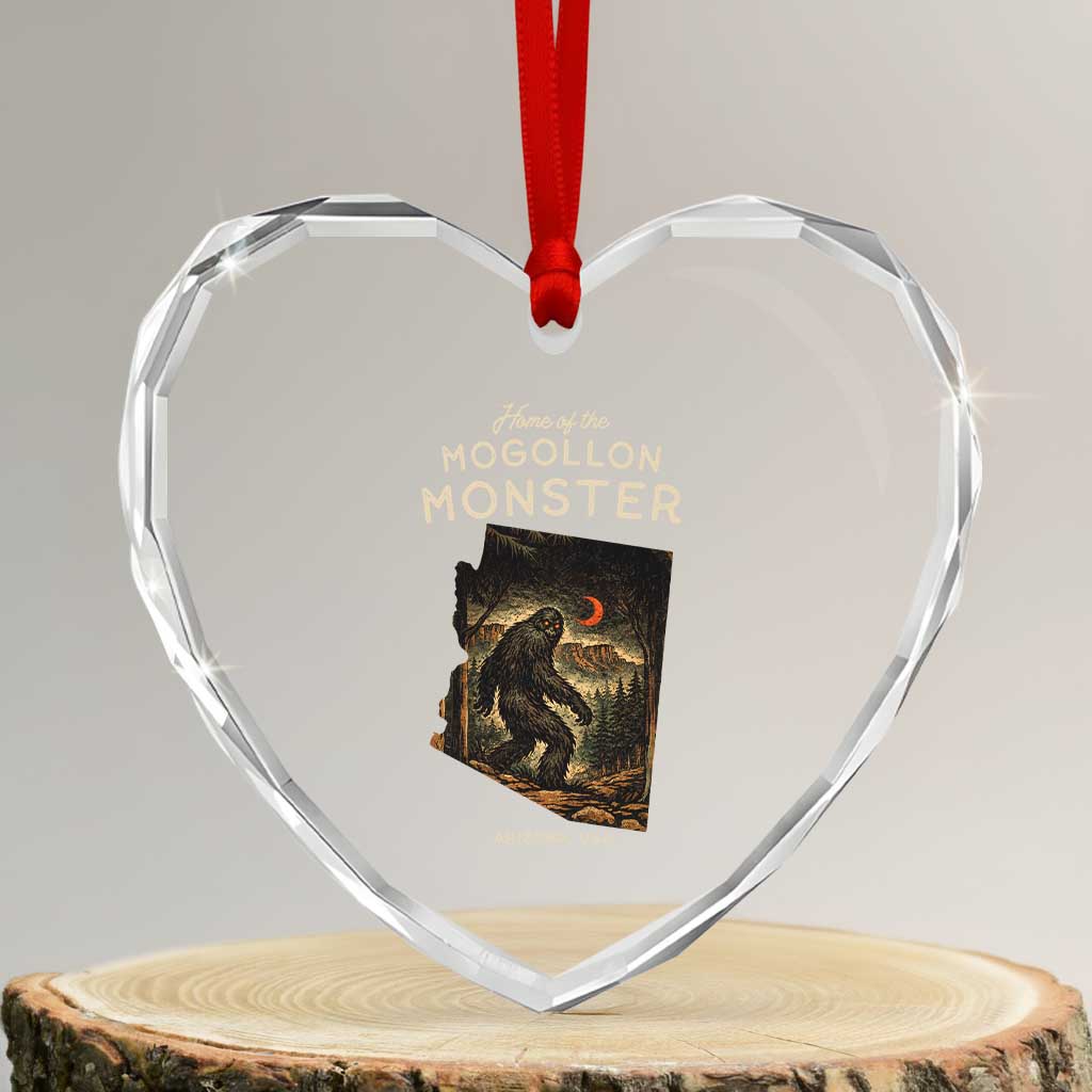 Mogollon Monster Arizona Heart Crystal Glass Ornament Home Of The Cryptid Lover