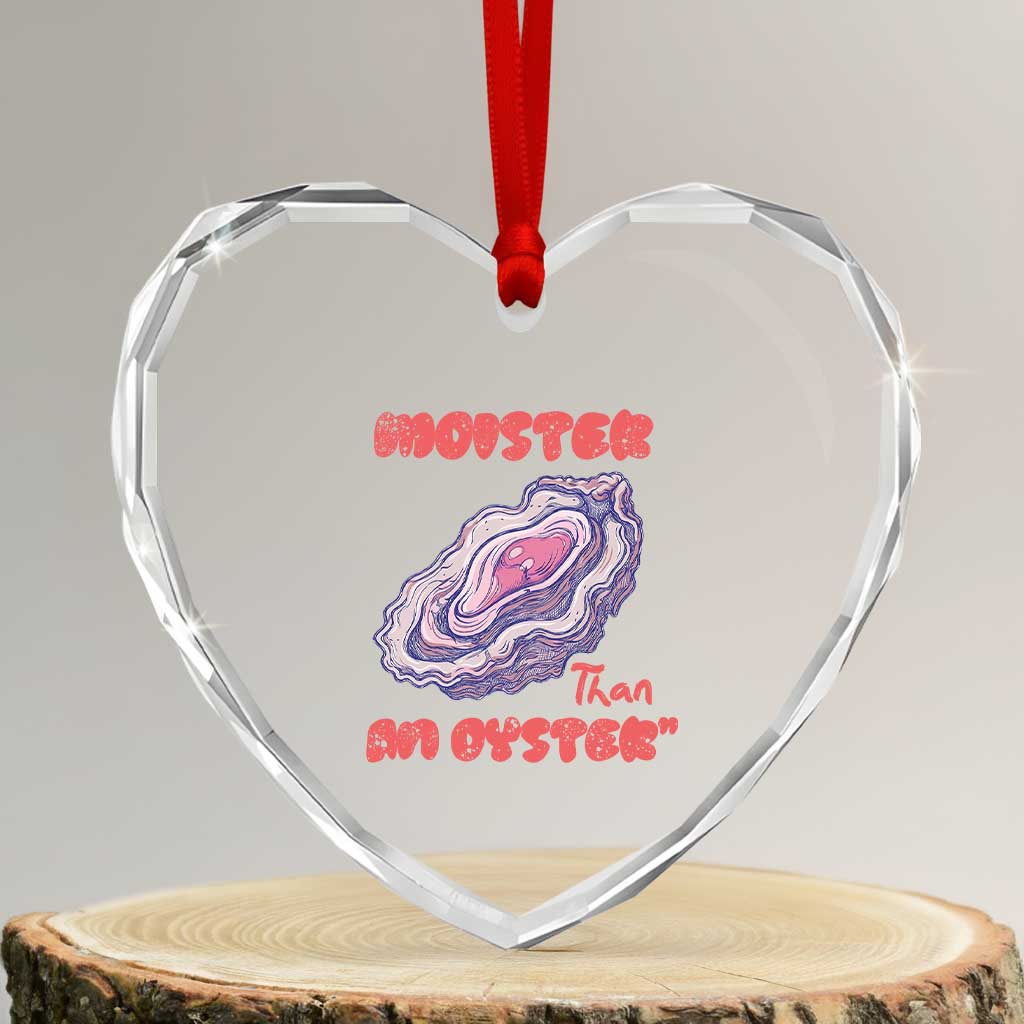 Moister Than An Oyster Heart Crystal Glass Ornament Funny Inappropriate Adult Humor