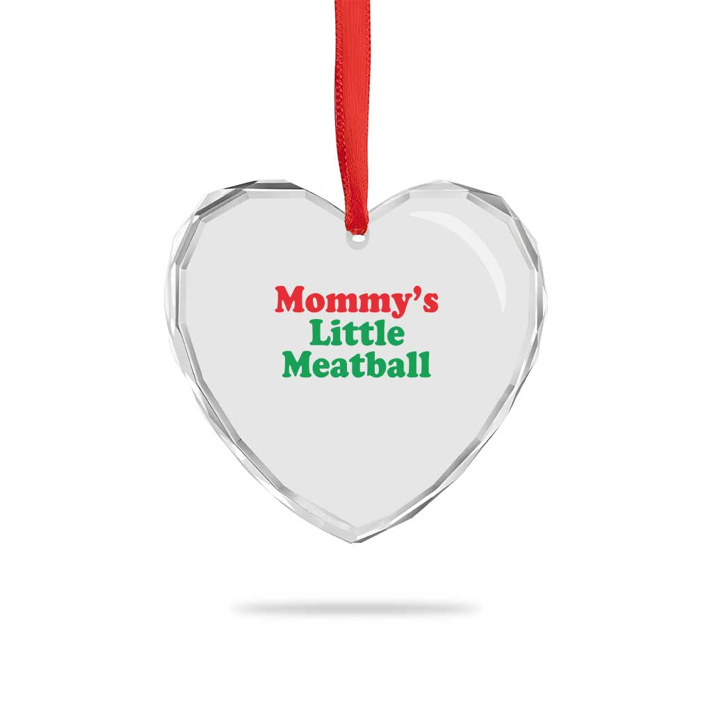 Mommy's Little Meatball Heart Crystal Glass Ornament Funny Italian Family Baby Humor - Wonder Print Shop