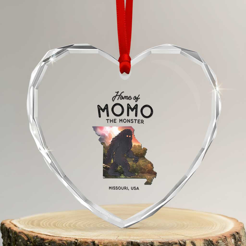 Momo The Monster Folklore Heart Crystal Glass Ornament Louisiana Missouri Cryptid Lover Gift