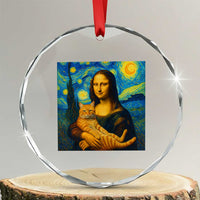 Mona Lisa Cat Starry Night Crystal Glass Ornament - Wonder Print Shop
