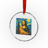 Mona Lisa Cat Starry Night Crystal Glass Ornament - Wonder Print Shop