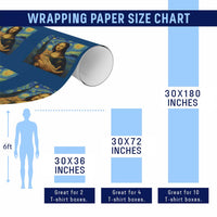 Mona Lisa Cat Starry Night Wrapping Paper Roll - Wonder Print Shop