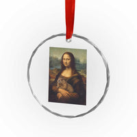 Mona Lisa Holding Groundhog Parody Painting Crystal Glass Ornament Funny Groundhog Day