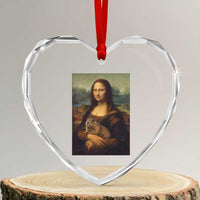 Mona Lisa Holding Groundhog Parody Painting Heart Crystal Glass Ornament Funny Groundhog Day