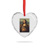 Mona Lisa Holding Groundhog Parody Painting Heart Crystal Glass Ornament Funny Groundhog Day