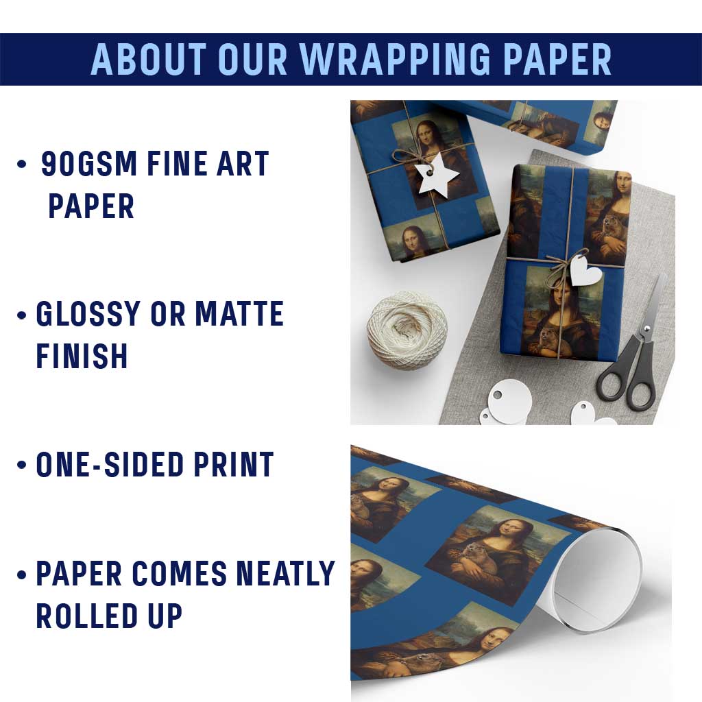 Mona Lisa Holding Groundhog Parody Painting Wrapping Paper Roll Funny Groundhog Day