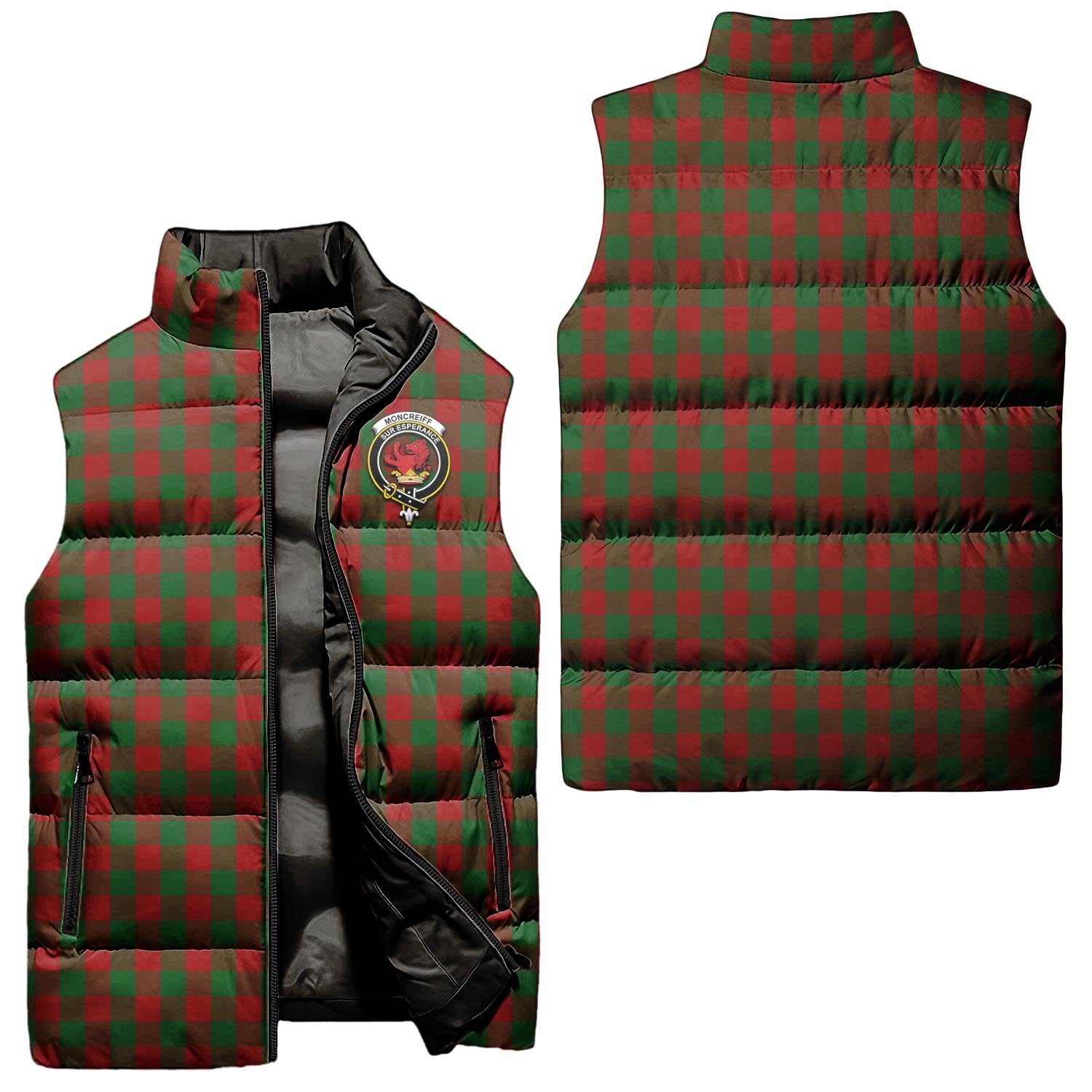 moncrieff-clan-puffer-vest-family-crest-plaid-sleeveless-down-jacket