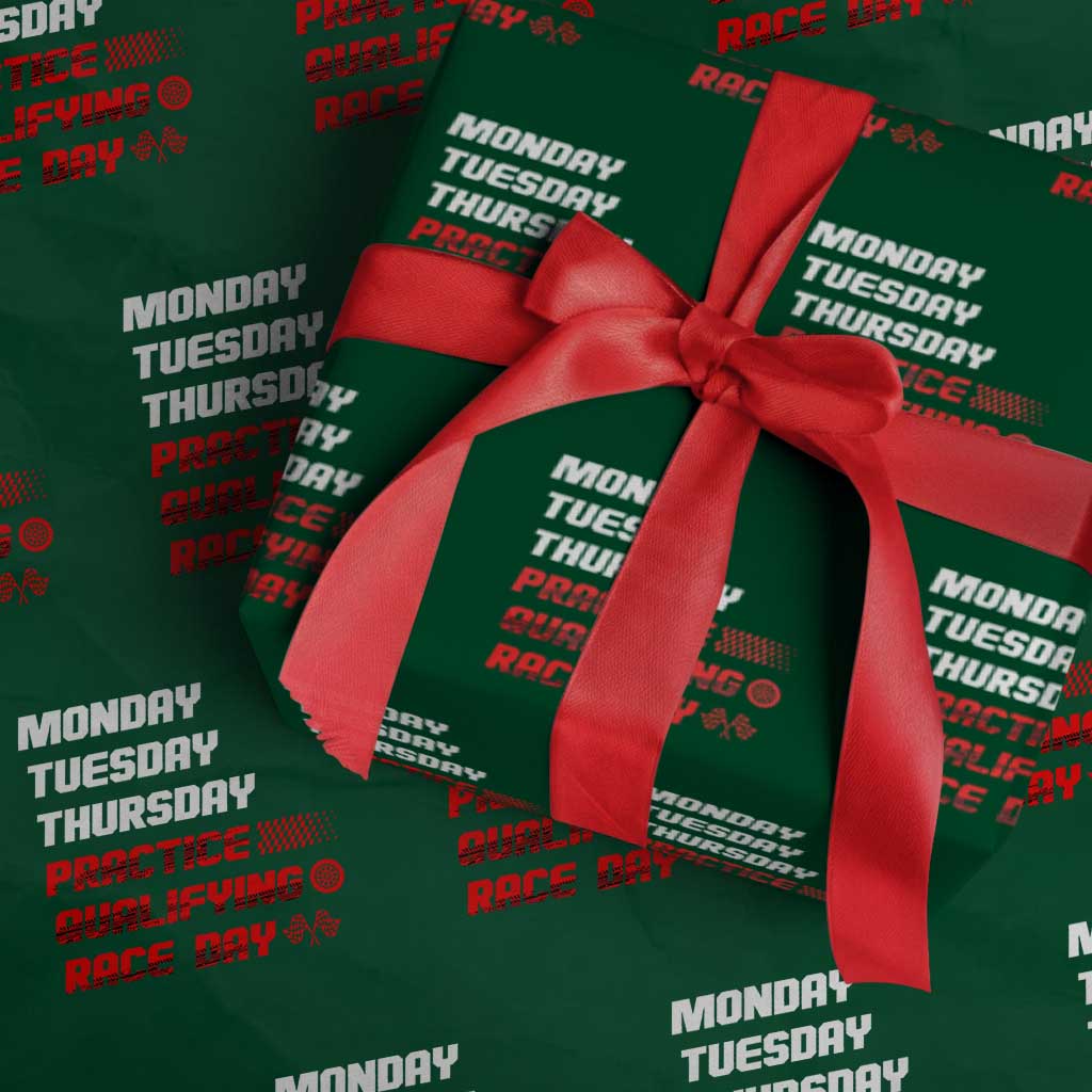 Monday Tuesday Thursday Practice Qualifying Race Day Wrapping Paper Roll - Wonder Print Shop