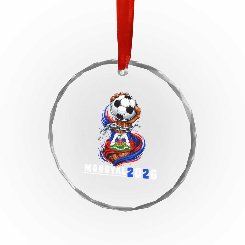 Mondyal 2026 Haiti Freedom Fist Broken Chains Soccer Graphic Crystal Glass Ornament Haitian Flag Football Sports Fan
