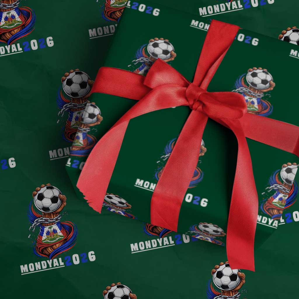 Mondyal 2026 Haiti Freedom Fist Broken Chains Soccer Graphic Wrapping Paper Roll Haitian Flag Football Sports Fan