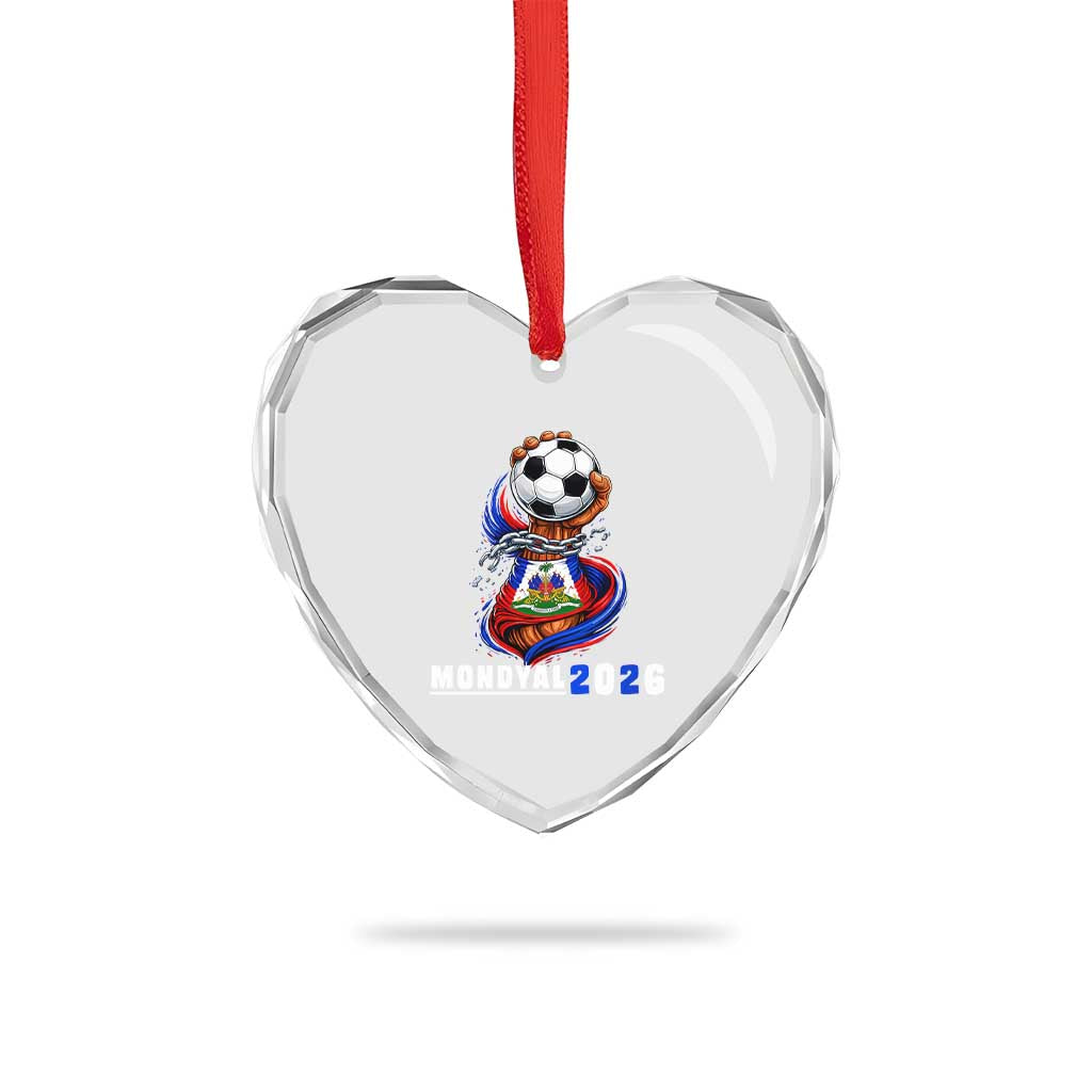 Mondyal 2026 Haiti Freedom Fist Broken Chains Soccer Graphic Heart Crystal Glass Ornament Haitian Flag Football Sports Fan