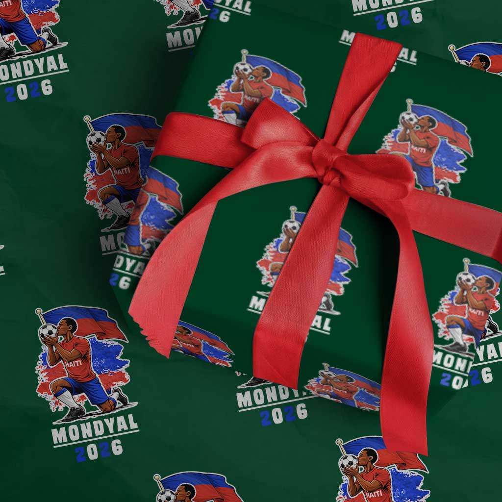 Mondyal 2026 Haiti Soccer Player Victory Celebration Graphic Wrapping Paper Roll Haitian Flag Football Sports Fan