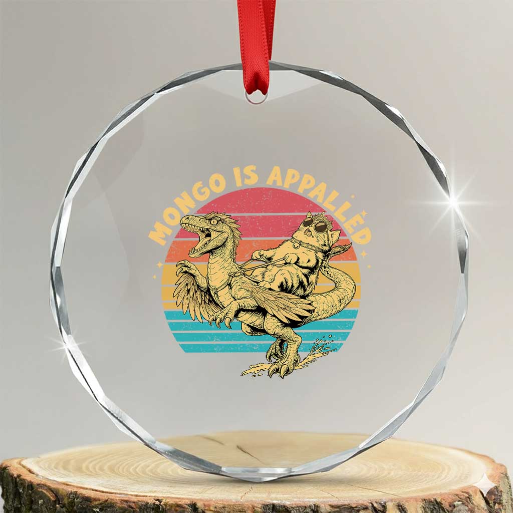 Mongo is Appalled Crystal Glass Ornament Vintage Princess Cat Riding Dinosaur