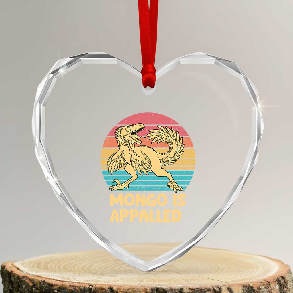 Mongo Is Appalled Heart Crystal Glass Ornament Funny Dinosaur Gamer Book Lover Retro Gift