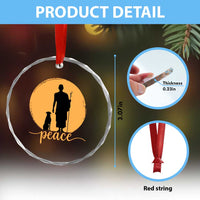 Monk and Dog Silhouette Peace Crystal Glass Ornament Spiritual Walk for Peace Sunset - Wonder Print Shop