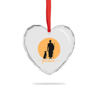 Monk and Dog Silhouette Peace Heart Crystal Glass Ornament Spiritual Walk for Peace Sunset - Wonder Print Shop