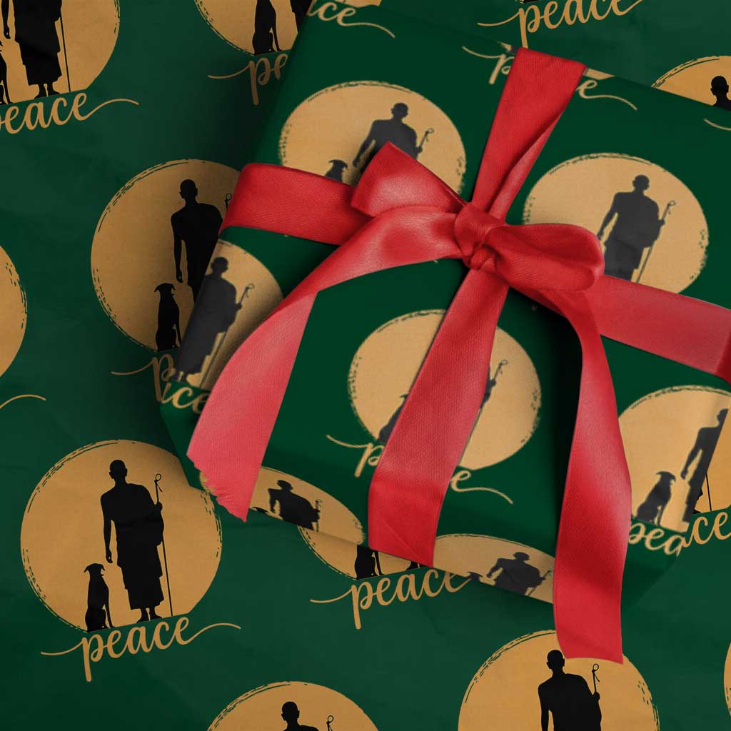 Monk and Dog Silhouette Peace Wrapping Paper Roll Spiritual Walk for Peace Sunset - Wonder Print Shop