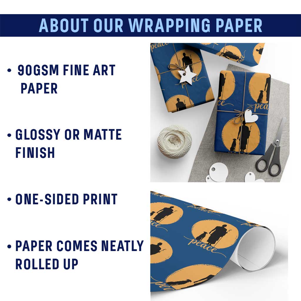 Monk and Dog Silhouette Peace Wrapping Paper Roll Spiritual Walk for Peace Sunset - Wonder Print Shop