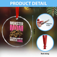 Monster Mom Like Normal Mama But Wheelie Cool Crystal Glass Ornament Monster Truck Mama