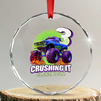 Monster Truck Birthday Crystal Glass Ornament 3 Years Old Boys Happy 3rd Bday Party TS02