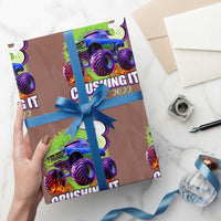 Monster Truck Birthday Wrapping Paper Roll 3 Years Old Boys Happy 3rd Bday Party - Wonder Print Shop
