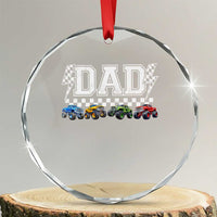 Monster Truck Dad Crystal Glass Ornament Funny Truck Daddy Checkered Father's Day