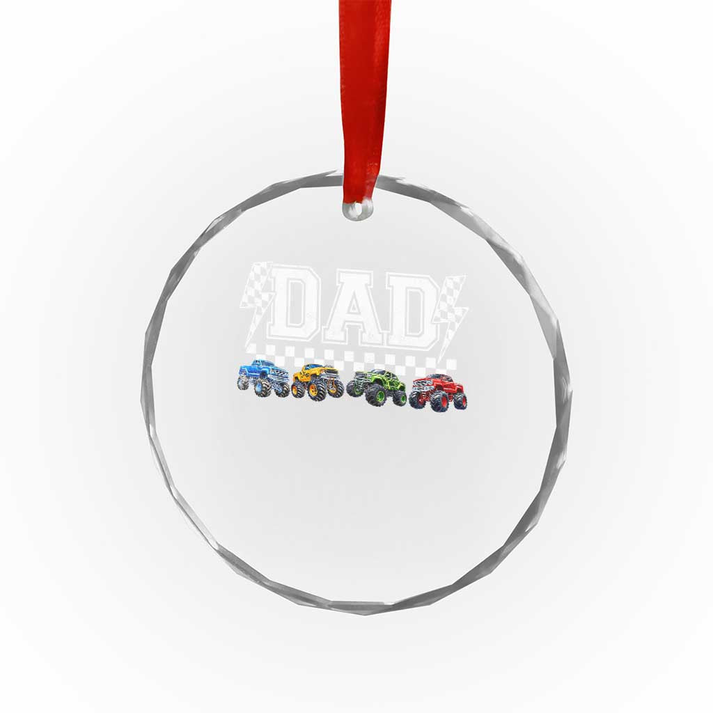 Monster Truck Dad Crystal Glass Ornament Funny Truck Daddy Checkered Father's Day