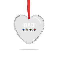 Monster Truck Dad Heart Crystal Glass Ornament Funny Truck Daddy Checkered Father's Day