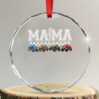 Monster Truck Mama Crystal Glass Ornament Funny Truck Mom Checkered Mother's Day