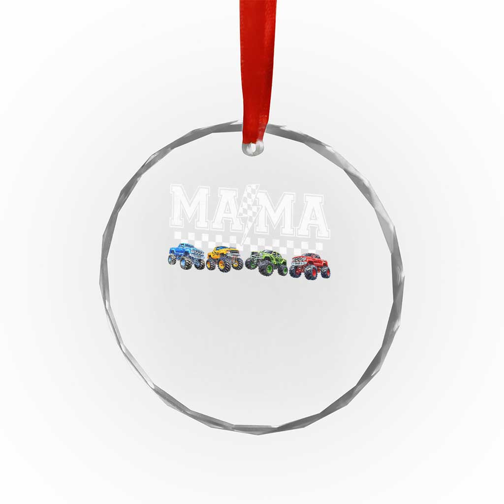 Monster Truck Mama Crystal Glass Ornament Funny Truck Mom Checkered Mother's Day