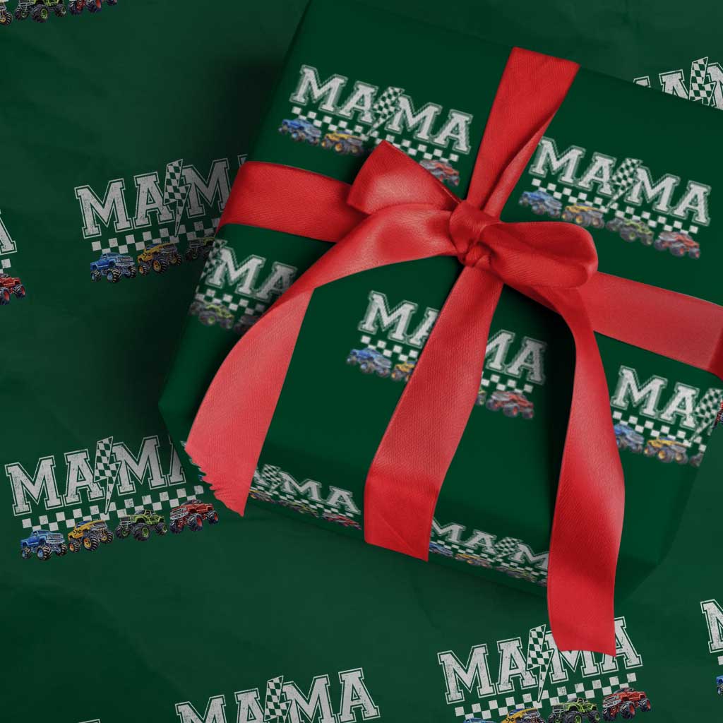 Monster Truck Mama Wrapping Paper Roll Funny Truck Mom Checkered Mother's Day