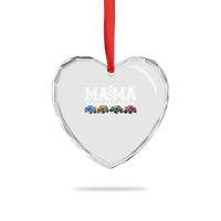 Monster Truck Mama Heart Crystal Glass Ornament Funny Truck Mom Checkered Mother's Day
