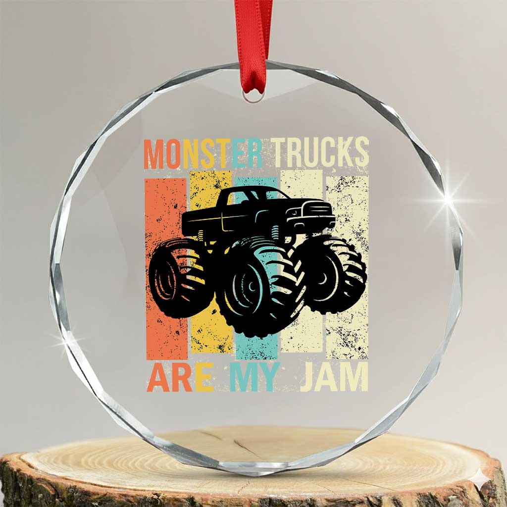 Monster Trucks Are My Jam Crystal Glass Ornament Vintage Retro TS02