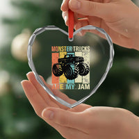 Monster Trucks Are My Jam Heart Crystal Glass Ornament Vintage Retro - Wonder Print Shop