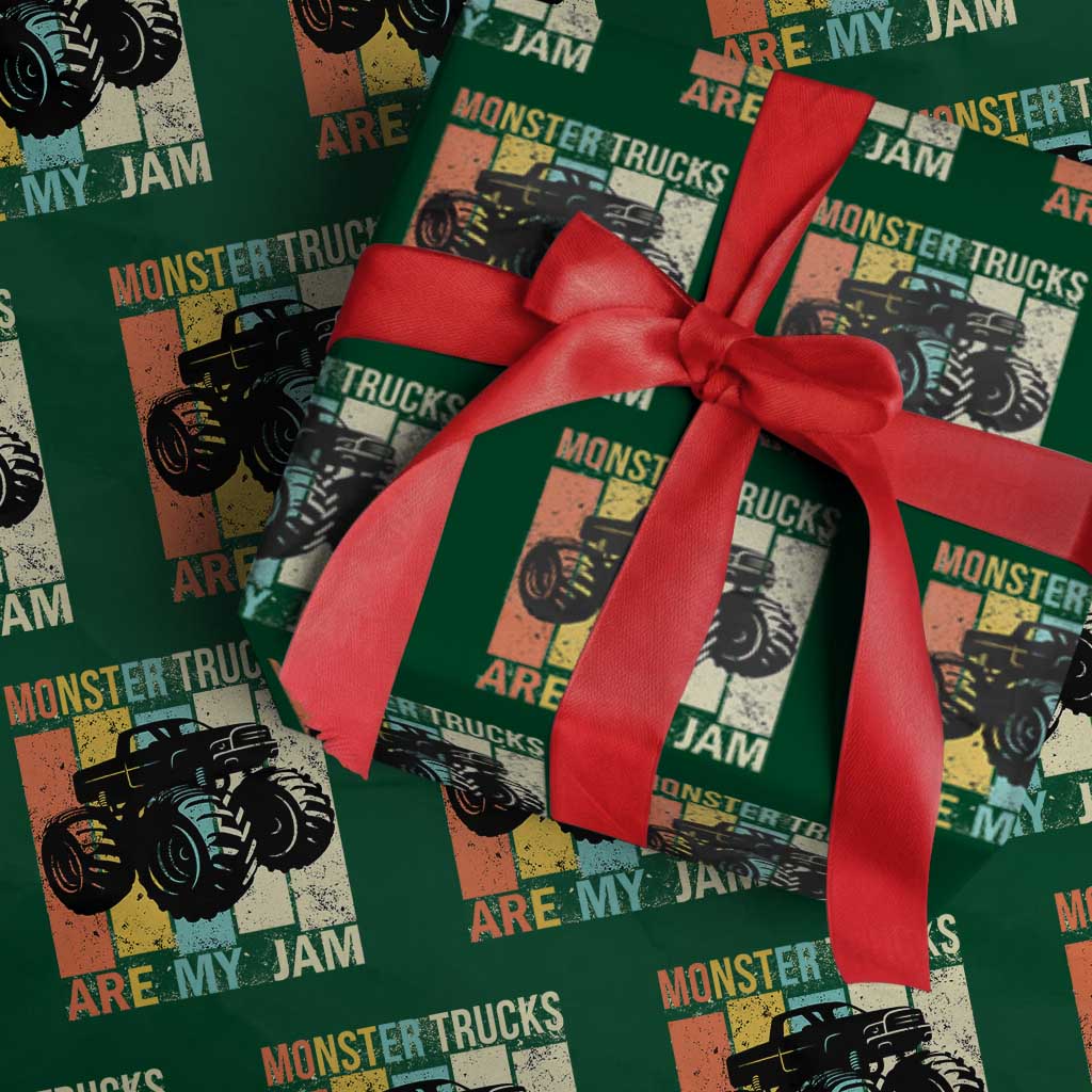 Monster Trucks Are My Jam Wrapping Paper Roll Vintage Retro - Wonder Print Shop
