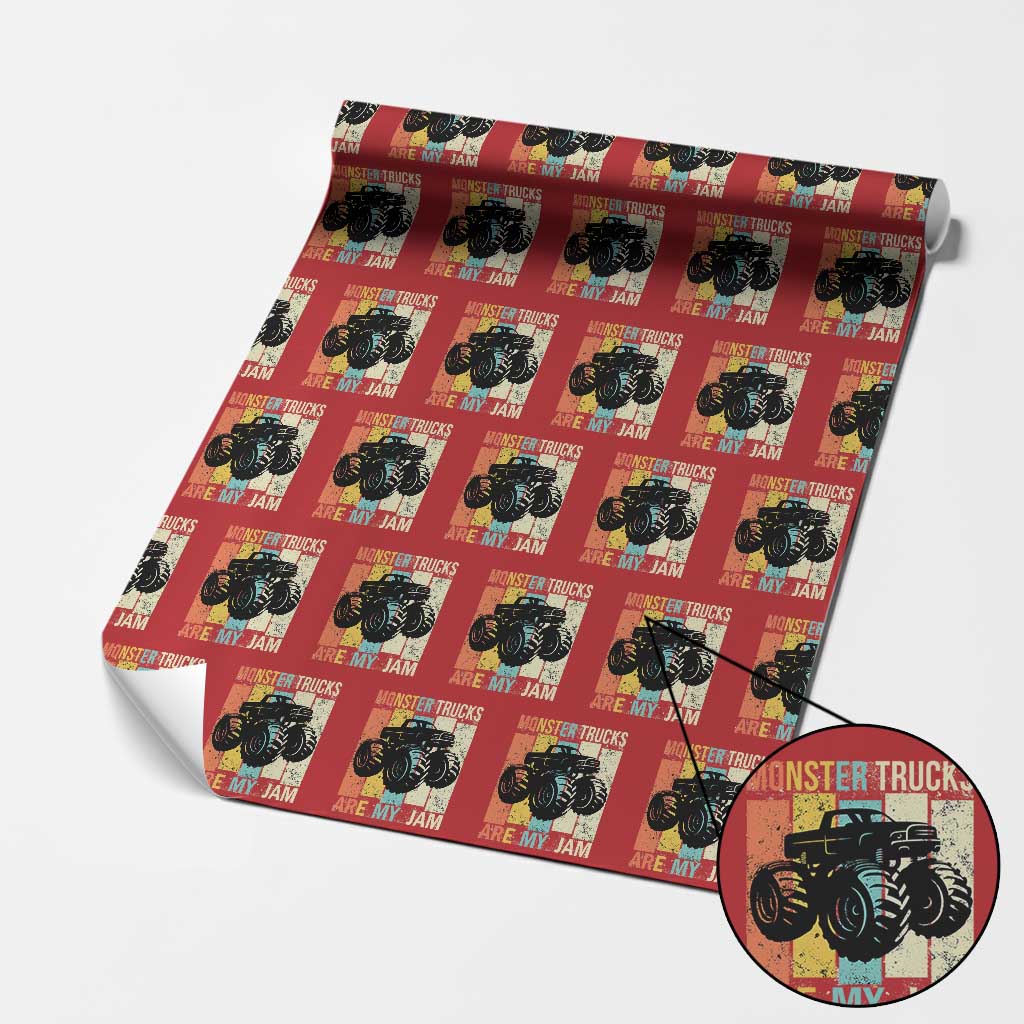Monster Trucks Are My Jam Wrapping Paper Roll Vintage Retro - Wonder Print Shop