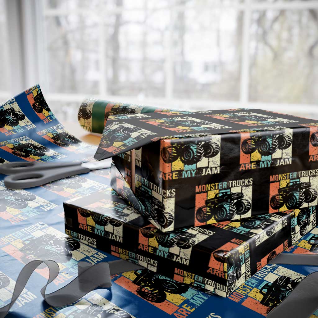 Monster Trucks Are My Jam Wrapping Paper Roll Vintage Retro - Wonder Print Shop