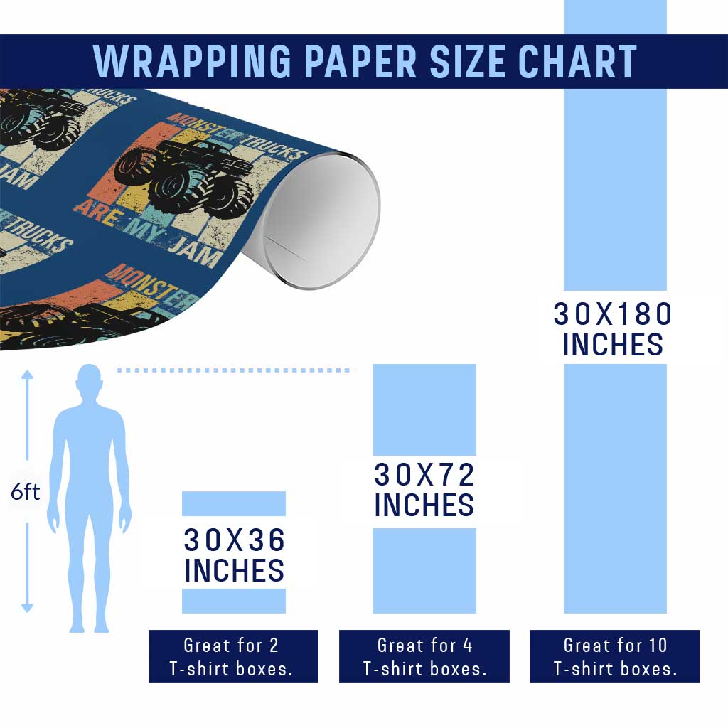 Monster Trucks Are My Jam Wrapping Paper Roll Vintage Retro - Wonder Print Shop