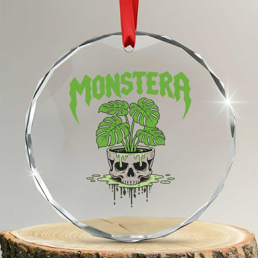 Monstera Lover Houseplant Gift Crystal Glass Ornament Skull Plant Pot Graphic - Wonder Print Shop